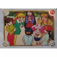 Makoto, Minako, Rei, Ami, Chibi Usa & Usagi