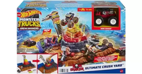 Hot Wheels Monster Trucks Arena Smashers Bone Shaker Ultimate Crush Yard