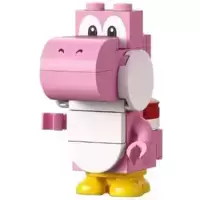 Pink Yoshi - White Tile, Round 1 x 2 Half on Front