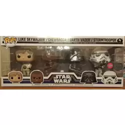 4 Pack - Luke Skywalker, Chewbacca, Darth Vader & Stormtrooper Flocked