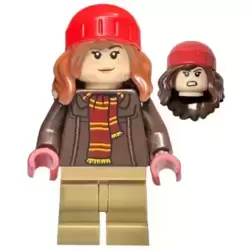 Hermione Granger - Reddish Brown Jacket with Dark Red Scarf, Dark Tan Medium Legs, Reddish Brown Hair with Red Beanie