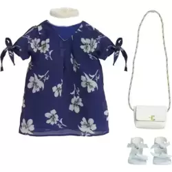 Blue & White Floral Dress Fashion Set