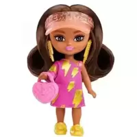 Barbie Extra Mini Minis Brunette Doll, Lightning Dress