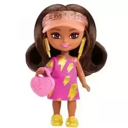 Barbie Extra Mini Minis Brunette Doll, Lightning Dress