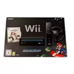 Console Wii noire + Mario Kart + Télécommande Wii Plus - noire + Volant Wii noir