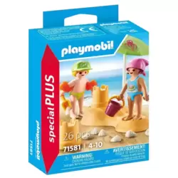 Kids with sand castle