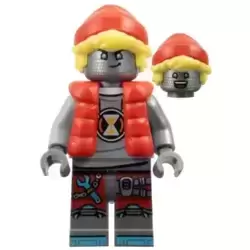 Cooper - Robot with Red Cap and Puffer Vest, Clip on Back