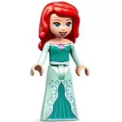 Ariel, Human (Light Nougat) - Light Aqua Dress with Stars, Medium Lavender Shell, Dark Purple Trim, Red Hair with Right Side Part