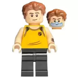 Cedric Diggory - Bright Light Orange Hufflepuff Tank Top, Water Bubble over Mouth