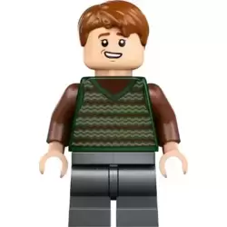 George Weasley - Dark Green Striped Sweater, Dark Bluish Gray Medium Legs