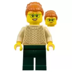 Camper - Female, Dark Orange Hair, Glasses, Tan Sweater, Dark Green Legs