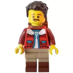 Camper - Male, Dark Brown Hair, Red Jacket, Dark Tan Legs with Reddish Brown Boots, Backpack