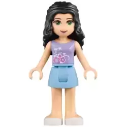 Friends Emma - Bright Light Blue Skirt, Lavender Top with Flowers