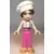 Friends Lillie - White Jacket, Dark Pink Pants, White Chef Toque with Hair