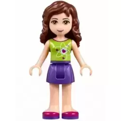 Friends Olivia (Light Nougat) - Dark Purple Skirt, Lime Top with Heart Electron Orbitals
