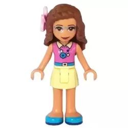 Friends Olivia (Nougat) - Bright Light Yellow Skirt, Dark Pink Top, Flower