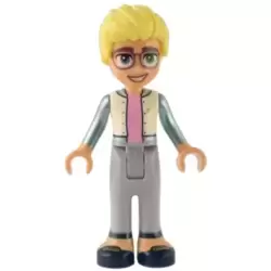 Friends Olly - White Jacket with Metallic Light Blue Sleeves, Light Bluish Gray Trousers, Dark Blue Shoes