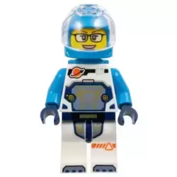 Astronaut - Female, White Spacesuit with Dark Azure Arms, Dark Azure Helmet, Trans-Clear Visor, Dark Azure Jet Pack, Glasses