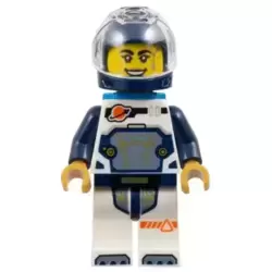 Astronaut - Female, White Spacesuit with Dark Blue Arms, Dark Blue Helmet, Trans-Clear Visor, Dark Azure Jet Pack