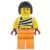 Police - City Bandit Crook Female, White Tank Top Cropped with Black Stripes, Orange Legs, Black Bob Cut Hair