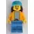 Scooter Rider - Female, Bright Light Orange Jacket, Medium Blue Legs, Medium Azure Helmet, Reddish Brown Long Hair