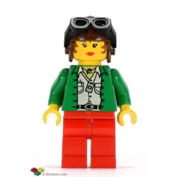 Pippin Reed / Miss Gail Storm - Green Open Shirt, Red Legs, Brown Aviator Cap, Black Goggles