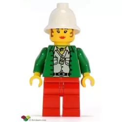 Pippin Reed / Miss Gail Storm - Green Open Shirt, Red Legs, White Pith Helmet