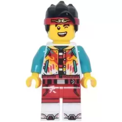 Monkie Kid - White Jacket with Buttons, White Legs