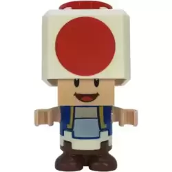 Toad - Happy, Open Mouth, Black Hinge Top Plate, Light Bluish Gray Hinge Brick and Tan 2 x 2 Plate