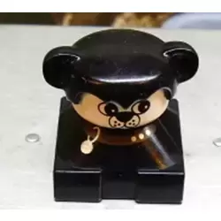 Duplo 2 x 2 x 2 Figure Brick, Dog, Black Base with Collar, Black Hair with Ears, White Dog Face