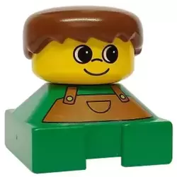 Duplo 2 x 2 x 2 Figure Brick, Green Base with Overalls, Brown Hair, Yellow Head (75418)