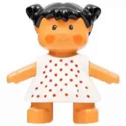 Duplo Figure Doll, Marie's Baby, White Dress with Red Dots