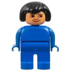 Duplo Figure, Female, Blue Legs, Blue Blouse, Black Hair
