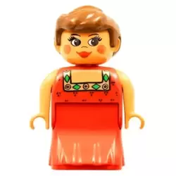 Duplo Figure, Female Lady, Red Dress, Blush, Ponytail (4171811)