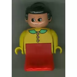Duplo Figure, Female Lady, Red Dress, Yellow Top and Green Collar