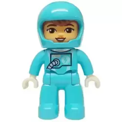 Duplo Figure Lego Ville, Astronaut Female, Medium Azure Spacesuit and Helmet (6473049)
