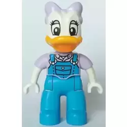 Duplo Figure Lego Ville, Daisy Duck, Lavender Bow and Shirt, Dark Azure Overalls and Legs (6438503)