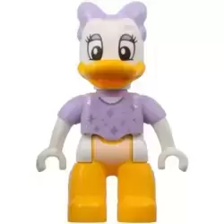 Duplo Figure Lego Ville, Daisy Duck, Lavender Bow and Shirt, Silver Sparkles and Dots (6438507)