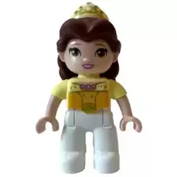 Duplo Figure Lego Ville, Disney Princess, Belle, White Legs, Bright Light Yellow Top and Tiara, Reddish Brown Hair (6381457)