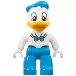 Duplo Figure Lego Ville, Donald Duck, Dark Azure Legs and Hat, White Shirt with Metallic Light Blue Bow (6438668)
