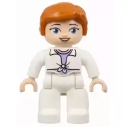 Duplo Figure Lego Ville, Female, White Legs, White Jacket Tied over Lavender Shirt, Dark Orange Hair (Jurassic World Claire Dearing) (6345499)
