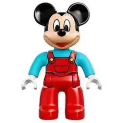Duplo Figure Lego Ville, Mickey Mouse, Red Overalls with Medium Azure Top (6137787)