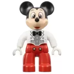 Duplo Figure Lego Ville, Mickey Mouse, White Jacket, Red Legs, Silver Shirt, Black Bow Tie (6438771)