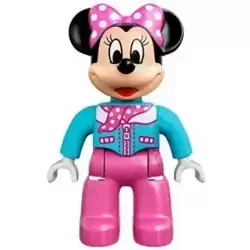 Duplo Figure Lego Ville, Minnie Mouse, Medium Azure Aviator Jacket with Polka Dot Scarf (6138416 / 6206108)