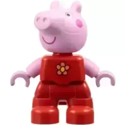 Duplo Figure Lego Ville, Peppa Pig - Red Outfit with Coral and Yellow Flower (6486135)