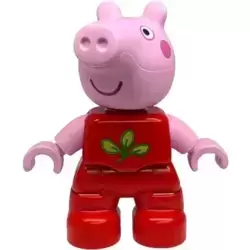 Duplo Figure Lego Ville, Peppa Pig - Red Outfit with Green and Lime Leaves (6539859)