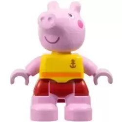 Duplo Figure Lego Ville, Peppa Pig - Yellow Shirt with Anchor, Red Shorts (6475100)