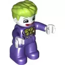 Duplo Figure Lego Ville, The Joker, Dark Purple Legs and Top, White Hands, White Head, Red Lips, Lime Hair (6210515)