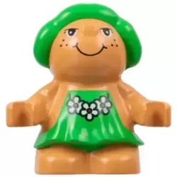 Duplo Figure Little Forest Friends, Female, Green Dress with Flowers Pattern (Trixie Toadstool)