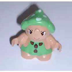 Duplo Figure Little Forest Friends, Female, Green Dress with Ladybugs Pattern (Grizzly Toadstool)